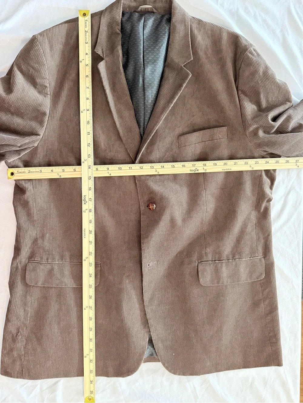 Tasso Elba Brown Corduroy Blazer - Classic Single-Breasted Jacket XL 50-52